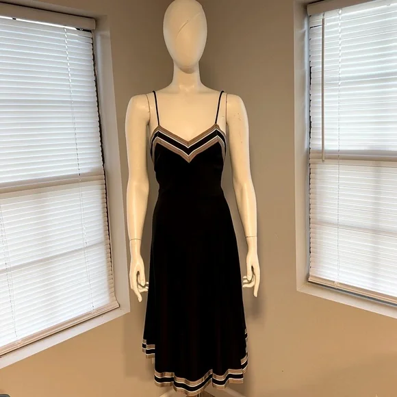 Vintage Rare Style 70s Boho Black Asymmetrical Scarf Hem Maxi Dress | Color: Black/Cream | Size: S | Lashaunjones667's Closet